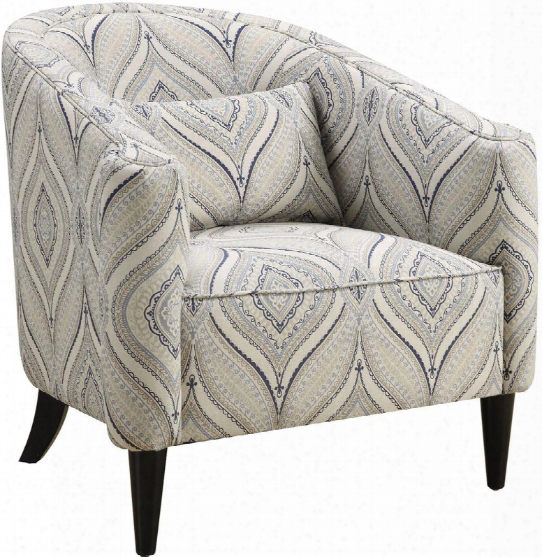 Claxton Collection 902405 31.5" Accent Chair With Toss Pillow All-foam Seating Espressot Apered Legs And Linen Blend Upholstery In Oatmeal