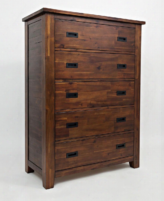 Coolidge Corner Collection 1503-30 40" 5-drawer Chest Wth Acacia Solids And Veneers Black Modified Campaign Hardware And Casual Style In