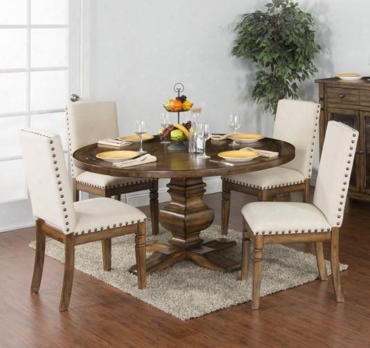 Cornerstone Collection 1395bmdt4c 5-piece Dining Room Set With Round Dining Table And 4 Chairs In Burnished