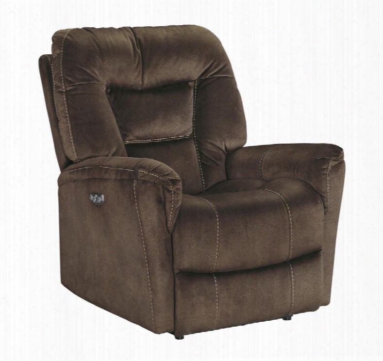 Dakos Collection 6710113 35" Power Recliner With Suede-like Upholstery Adjustable Headrest And Stitching Detail In