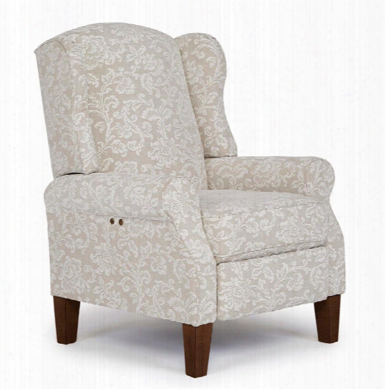 Danielle Collection 0lp60dp-28889 Power Recliner With Distressed Pecan Finish Wing-back Design And Solid Foam Encased With Coil Springs In Parchment