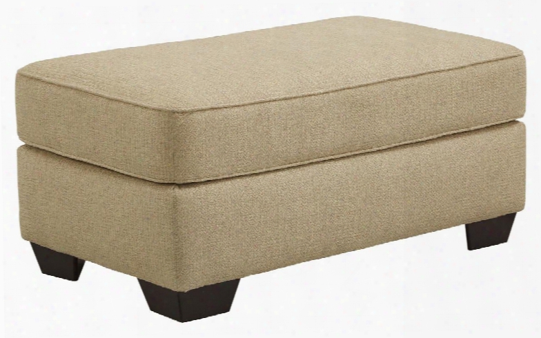 Denitasse Collection 8490414 40" Ottoman With Block Feet Piped Stitching And Fabric Upholstery In