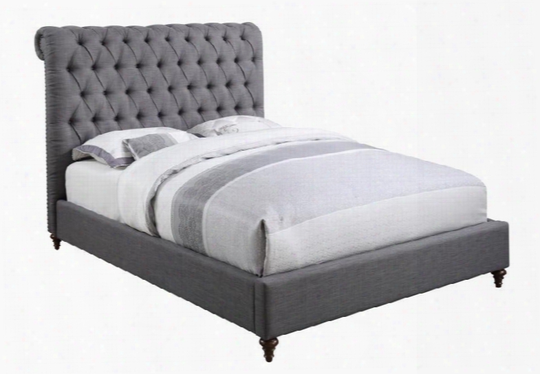 Devon Collection 300527kw 999" California King Bed With Turned Legs Button Tufted Headboard And Texture Upholstery In