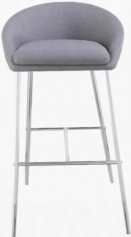 Dining Chairs And Bar Stools Collection 102525 35" Bar Stool In The Opinion Of Low Back Chrome Legs Metal Construction And Fabric Upholstery In Grey