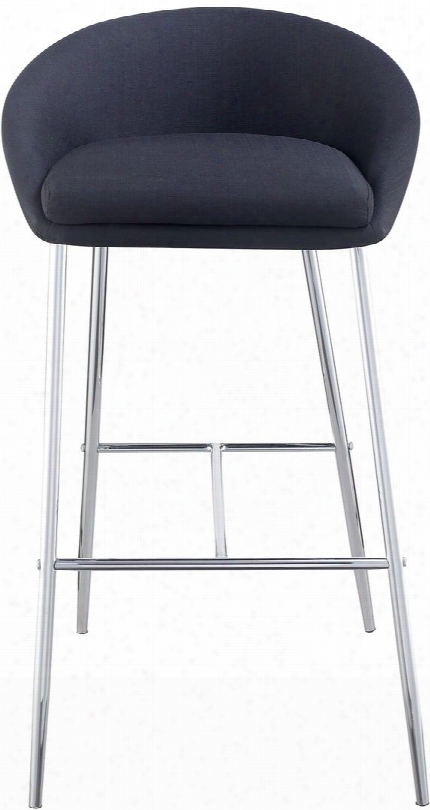 Dining Chairs And Bar Stools Collection 102526 35" Bar Stool With Low Back Chrome Legs Metal Construction And Fabric Upholstery In Black