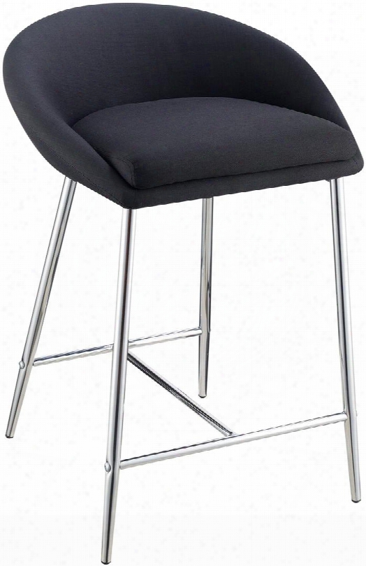 Dining Chairs And Bar Stools Collection 102685 29" Counter Height Bar Stool With Low Back Chrome Legs Metal Construction And Fabric Upholstery In Black