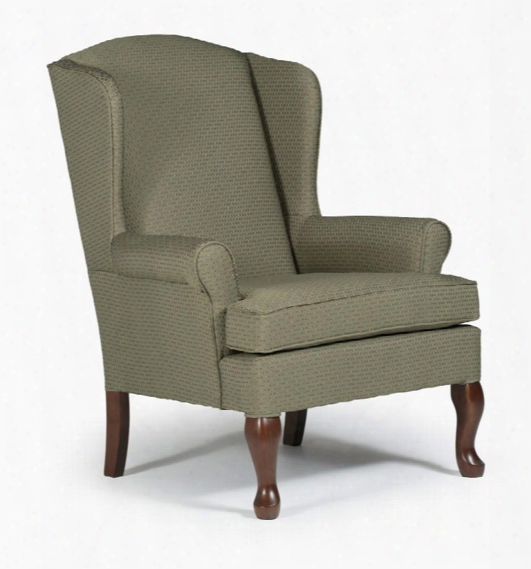 Doris Collection 0750dc-21071 Queen Anne Wing Chair With Dark Cherry Finish Cabriole Front Legs And Welting