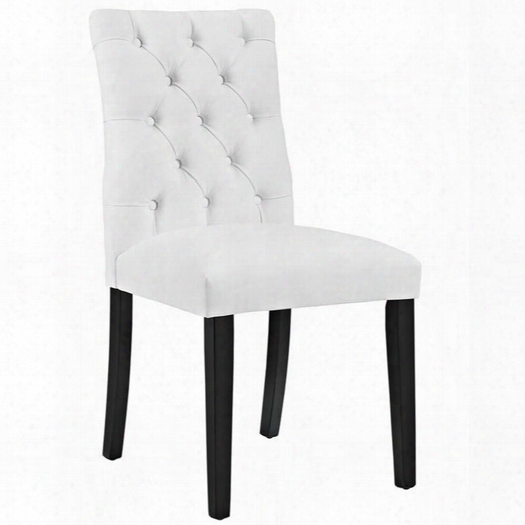 Duchess Collection Eei-2230-whhi 21" Side Chair With Tapered Wood Legs Dense Foam Padding Non-marking Foot Caps And Vinyl Upholstery In White