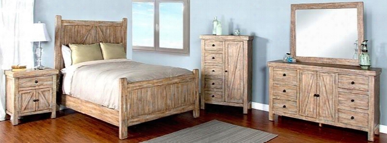 Durango Collection 2307wbkbdm2nc 6-piece Bedroom Set With King Bed Dresser Mirror 2 Nightstands And Door Chest In Weathered Brown