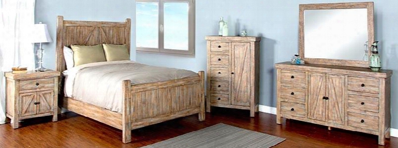 Durango Collection 2307wbqbdm2nc 6-piece Bedroom Set With Queen Bed Dresser Mirror 2 Nightstands And Door Chest In Weathered Brown