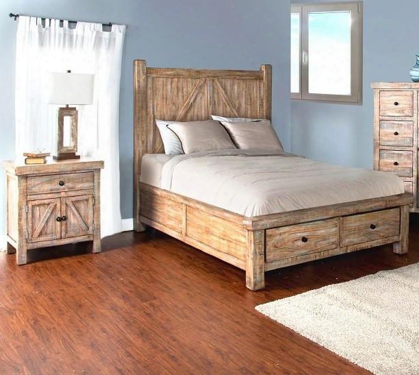 Durango Collection 2307wbskbbedroomset 2-piece Bedroom Set With Storage King Bed And Nightstand In Weathered Brown