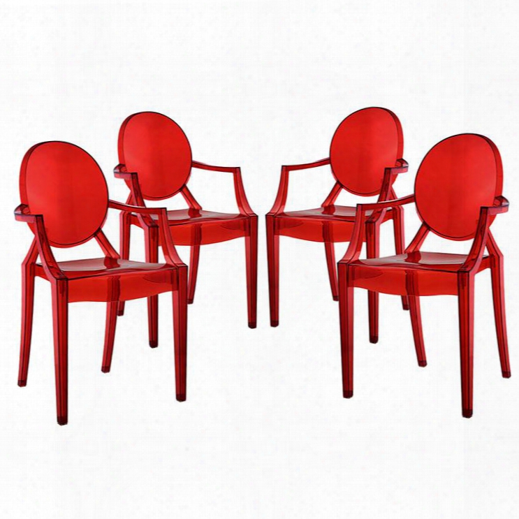 Eei-1769-red Casper Dining Armc Hairs Set Of 4 In