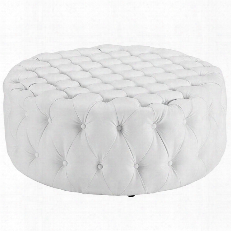 Eei-2224-whi Amour Vinyl Ottoman In