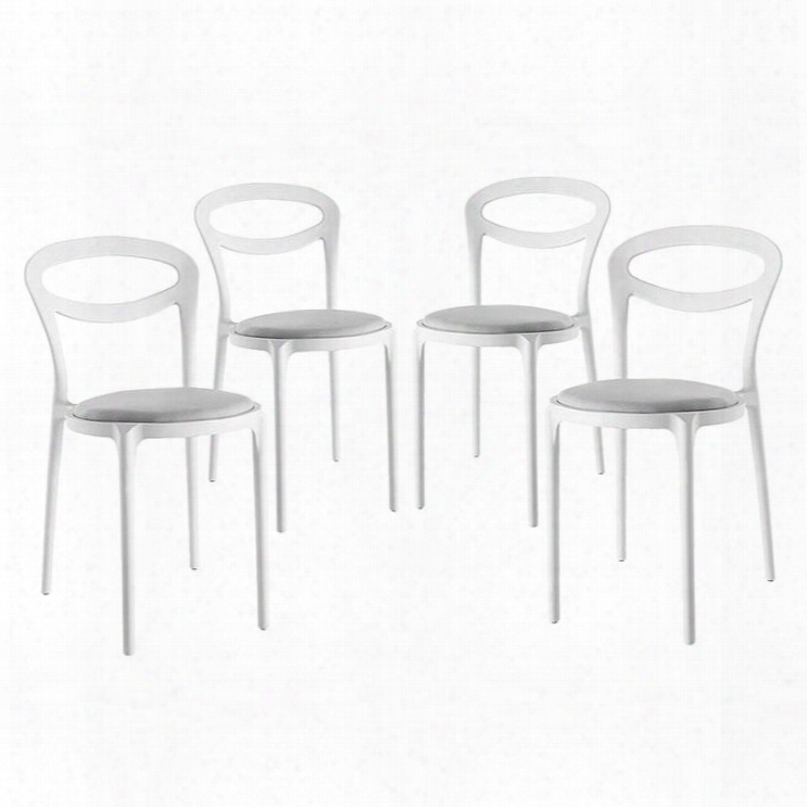 Eei-2427-whi-gry-set Assist Dining Side Chair Set Of 4 In White