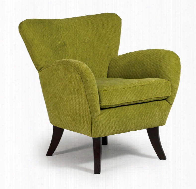 Elnora Collection 4570e-22361 Accent Chair With Button Tufting Espresso Finish And Flared Legs In Loden