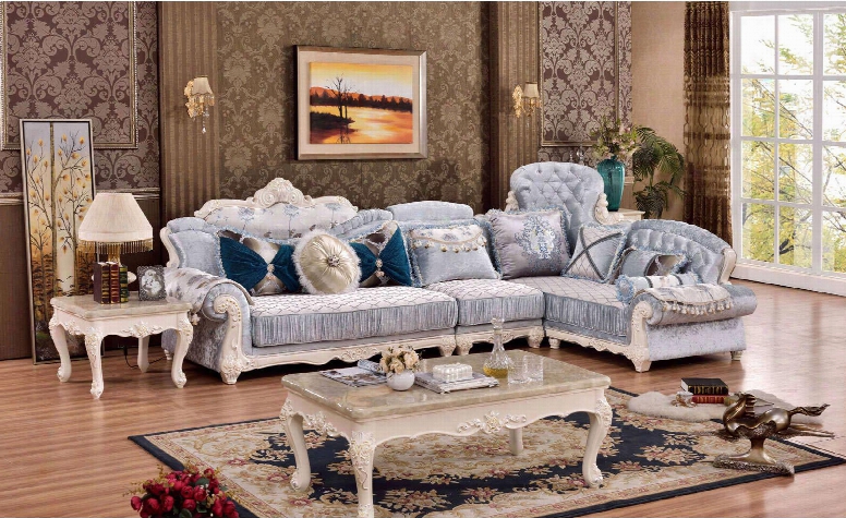 Fabia Collection 694lssec 3-piece Living Room Set With Sectional Sofa End Table And Coffee Table In Rich Pearl