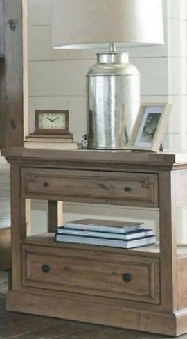 Florence Collection 205172 31" Nightstand With 2 Drawers 1 Shelf Usb Charging Outlet Metal Hardware Solid Pine Wood Construction In Rustic Smoke