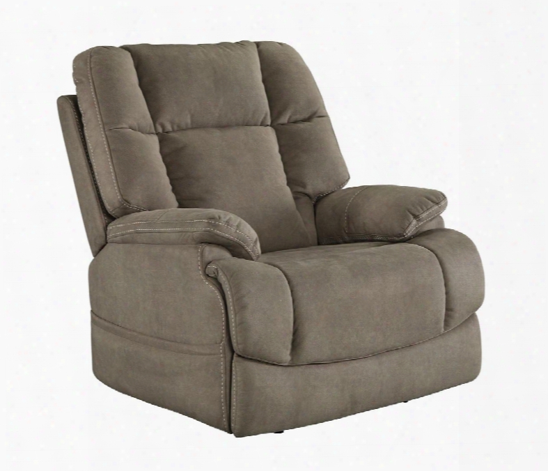 Fourche Collection 6930213 37" Power Recliner With Polyester Upholstery Tufted Back And Stitching Detail In