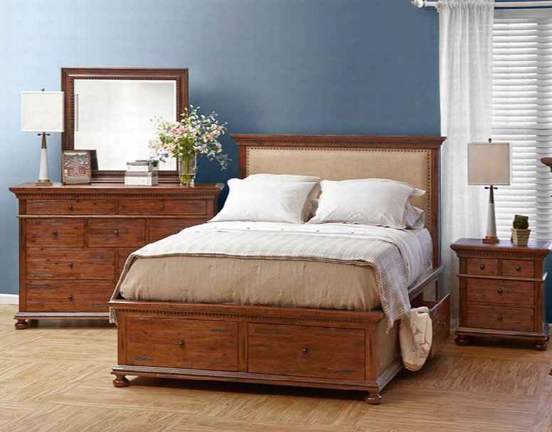 Geneva Hills Collectoin 680qpbdmn 4-piece Bedroom Set With Queen Bed Dresser Mirror And Nightsfand In Rich