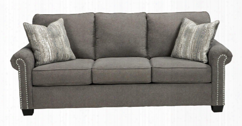 Gilman Collection 9260238 86" Sofa With Two Accent Pillows Chenille Upholstery And Nail-head Accents In