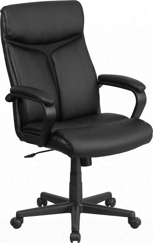 Go-2196 -1-gg 41" - 45" High Back Executive Office Chair With Black Leathersoft Upholstery Sqivel Dual Wheel Casters And Height