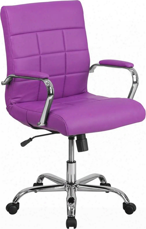 Go-2240-pur-gg 37" - 40" Mid-back Executive Office Chair With Swivel Seat Waterfall Seat Vinyl Upholstery And Dual Wheel Casters In