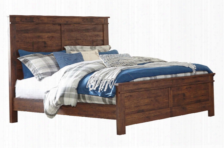 Hammerstead Collection B407-56/58/97 King Size Panel Bed With Replicated Cherry Grain Details And Clean-line Design In