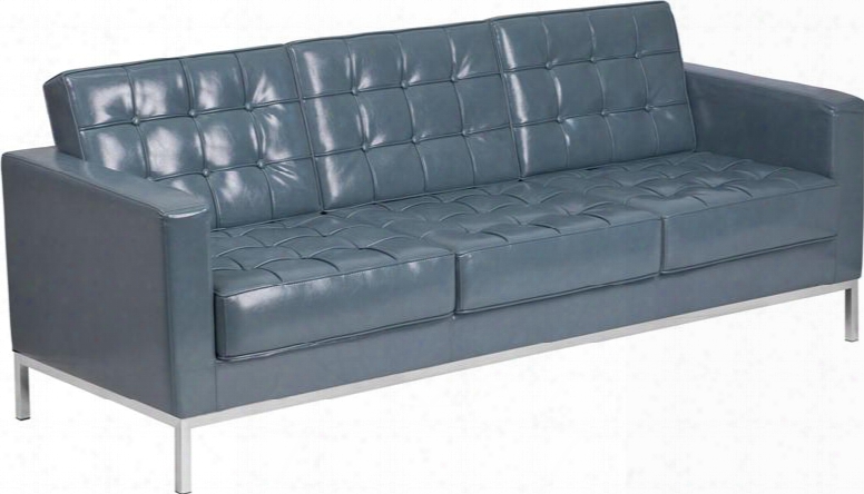 Hercules Lacey Series Zb-lacey-831-2-sofa-gy-gg 80" Sofa With Leathersoft Upholstery Stainless Steel Legs And Button Tufted Seat & Back In