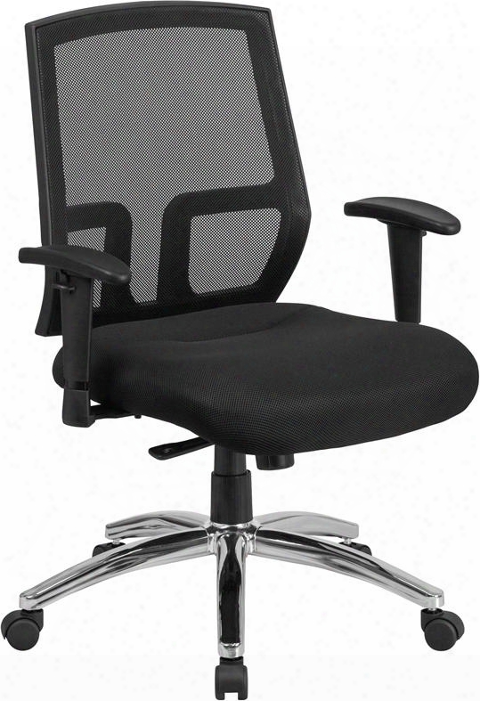 Hercules Series Cp-a337a01-gg 37" - 40" Executive Swivel Chair With Adjustable Arms Ventilated Mesh Back And Padfed Black Mesh Upholstered