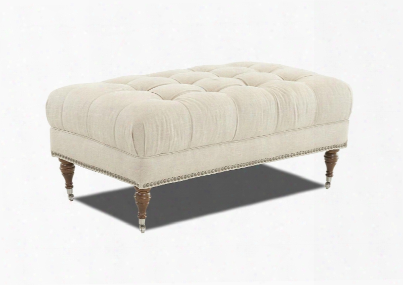 Hilda Collection K12910-ottoc-sn 48" Ottoman Through  Nail Head Trim Turned Legs And Casters In Studio