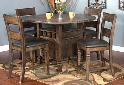 Homestead Collection 1013tldt4c 5-piece Dining Room Set With Counter Height Table And 4 Chairs In Tobacco Leaf