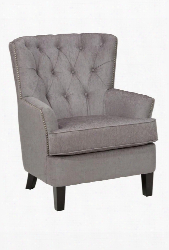 Hudson Collection Hudson-ch-silver 32" Accent Chair With Plush Fabric Upholtery Small Scale Wingback Nailhead Trim And Traditional Style In