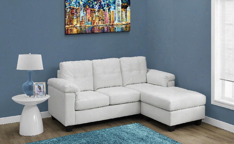 I 8390wh 80" Sofa Lounger With Tufted Cushions Stitch Detailing And Bonded Leather In