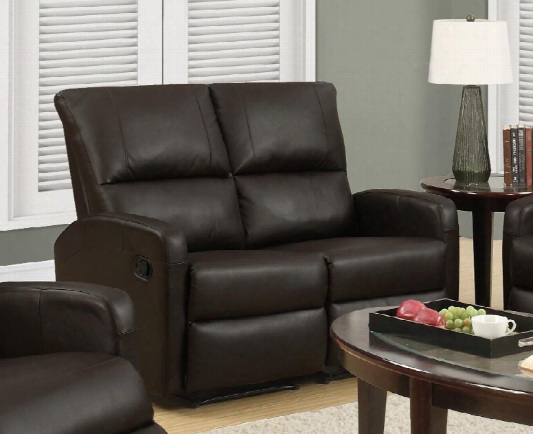 I 84bk-2 50" Reclining Loveseat With Lumbar Support Comfortably Padded And Bonded Leather In