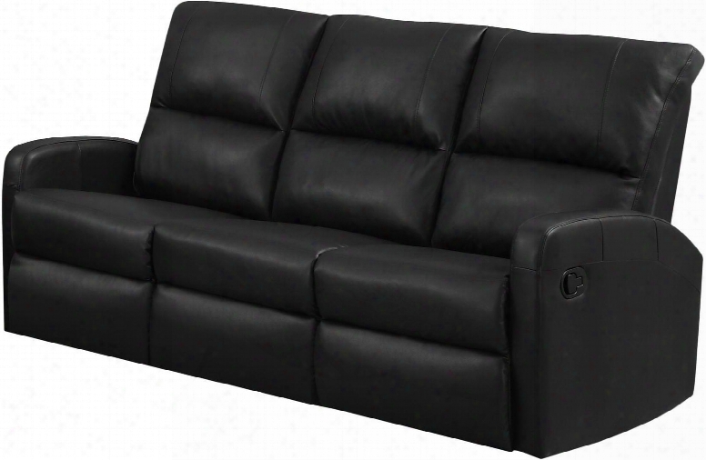 I 84bk-3 72" Reclining Sofa With Lumbar Support Comforatbly Padded And Bonded Leather In