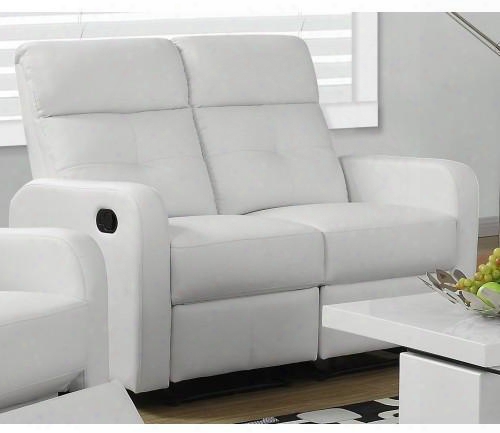 I 85wh-2 50" Reclining Love Seat With Bonded Leather Padded Tend Rest And Lumbar Support In
