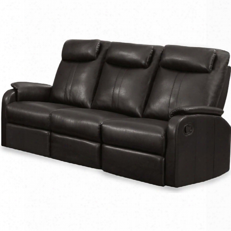 I 87br-3 72" Reclining Sofa With Lumbar Support Comfortably Padded And Bonded Leather In