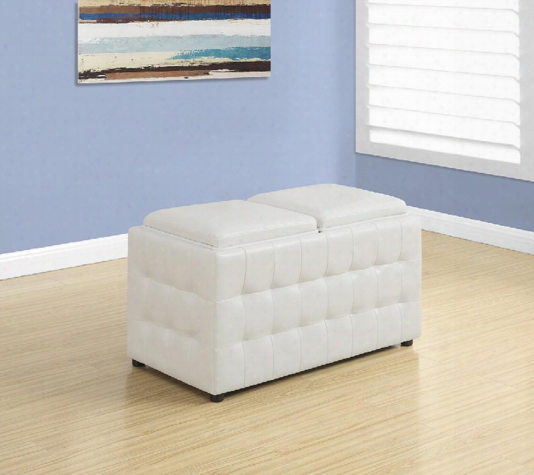 I 8925 32" Ottoman With Two Flip Top Lids Large Interior Storage Andleather In