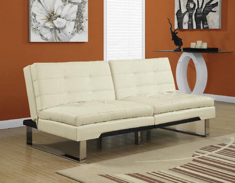 I 8951 70" Futon With Chrome Metal Feet Adjustable Back And Tufted