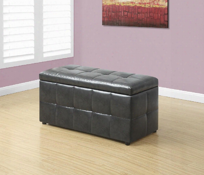 I 8987 38" Ottoman With Storage Area Hinged Top Adn T Ufted Details Inin Charcoal