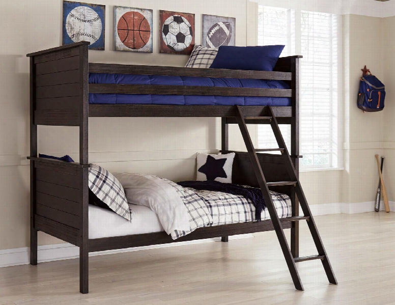 Jaysom Collection B521-59p/59r/59s Twin Over Twin Bunk Bed With Ladder Included Gentle Distressing And Overlay Slat Design In