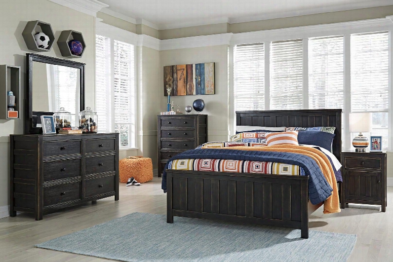 Jaysom Full Bedroom Set With Panel Bed Dresser Mirror 2x Nightstand And Hest In