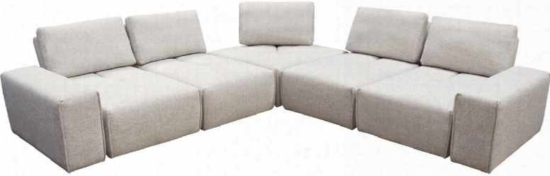 Jazz Collection Jazz4ac1sc2arlb 120" Modular 5-seater Corner Sectional With 2 Armrests 4 Armless Chairs 5 Adjustable Headrests 1 Corner Chair And Fabric