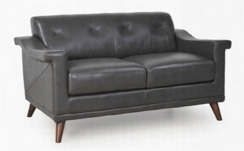 Kak Collection 35602an/s13301 59" Loveseat With Top Grain Leather Upholstery Track Arms And Tapered Legs In