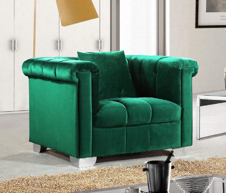 Kayla Collection 615green-c 46" Chair With Velvet Upholstery Chrome Legs And Contemporary Style In