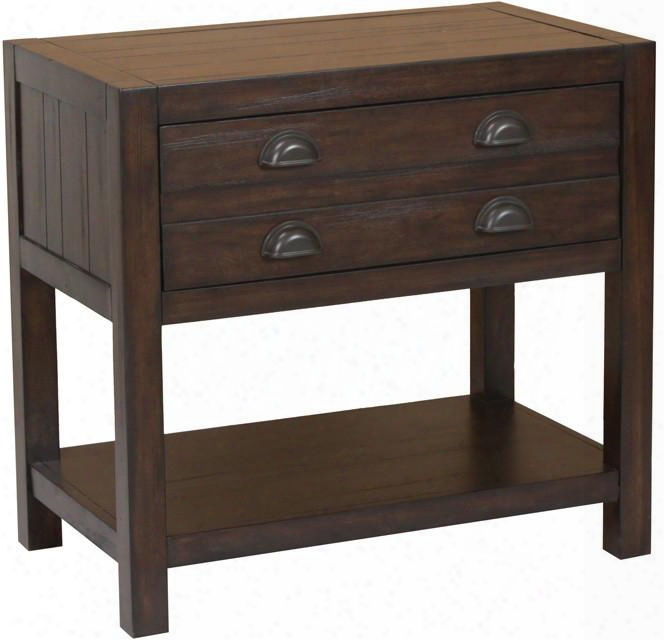 Lancaster Collection 204297 30"  Nightstand With 1 Self Closing Drawer Bottom Shelf Usb Charging Ports Matte Antique Pull Handles Solid Mahogany Wood And