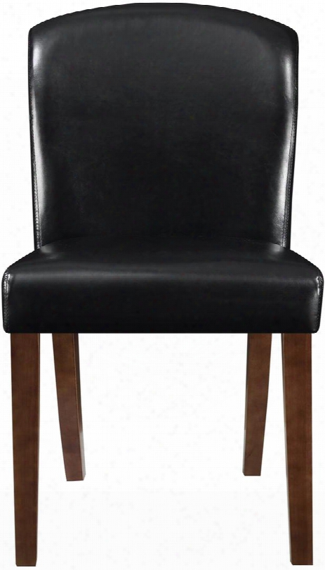 Louise Collection 150392 34" Parson Dining Chair With Tapered Legs Walnut Wood Construction And Pu Leather Upholstery In Black