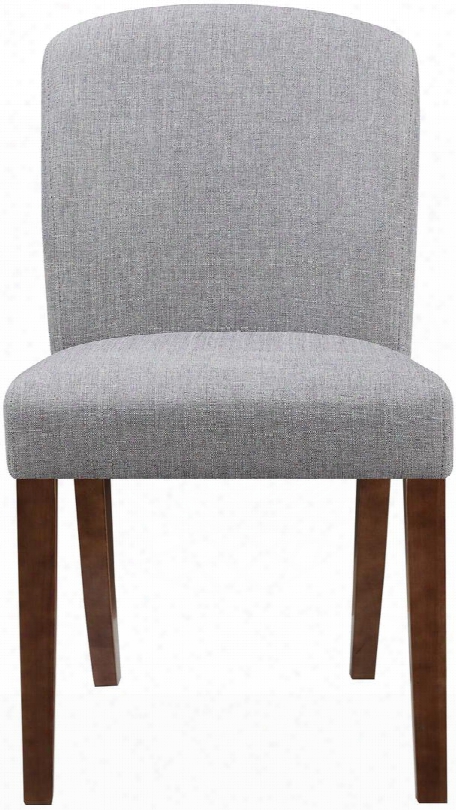 Louise Collection 150393 34" Parson Dining Chair With Tapered Legs Walnut Wood Construction And Fabric Upholstery In Grey