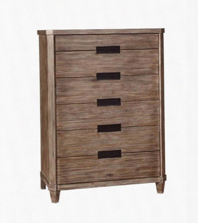 Madeleine Collection 203545 40" Chest With 6 Drawers Matte Antique Pull Handles Tapered Legs Solid Acacia Wood And Acacia Veneer Materials In Smoky Acacia