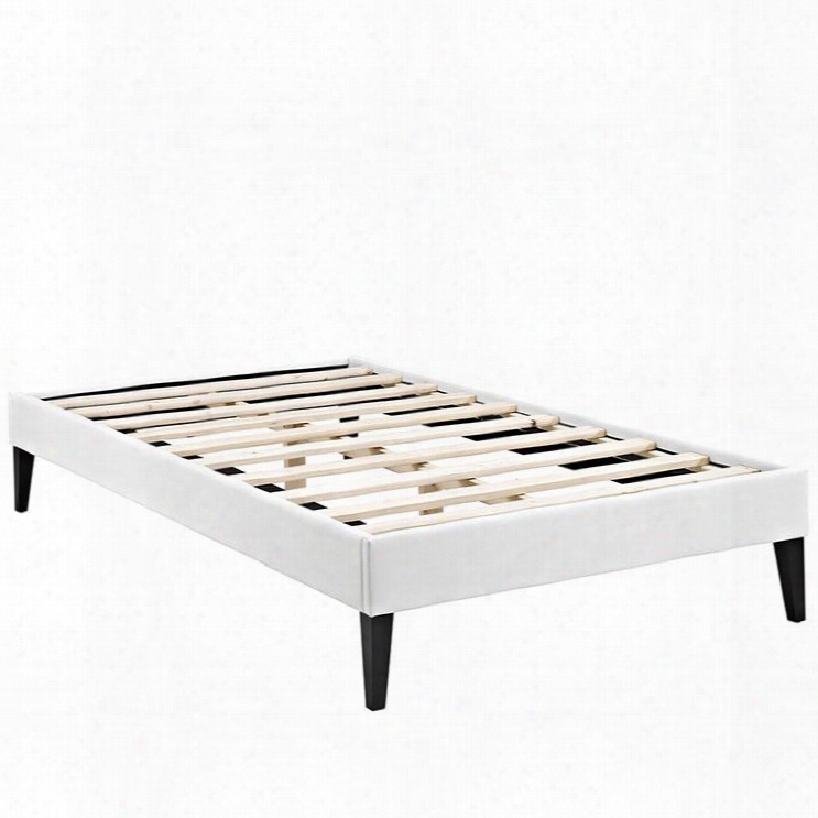 Mod-5347-whi Sharon Twin Vinyl Bed Frame With Squared Tapered Legs In